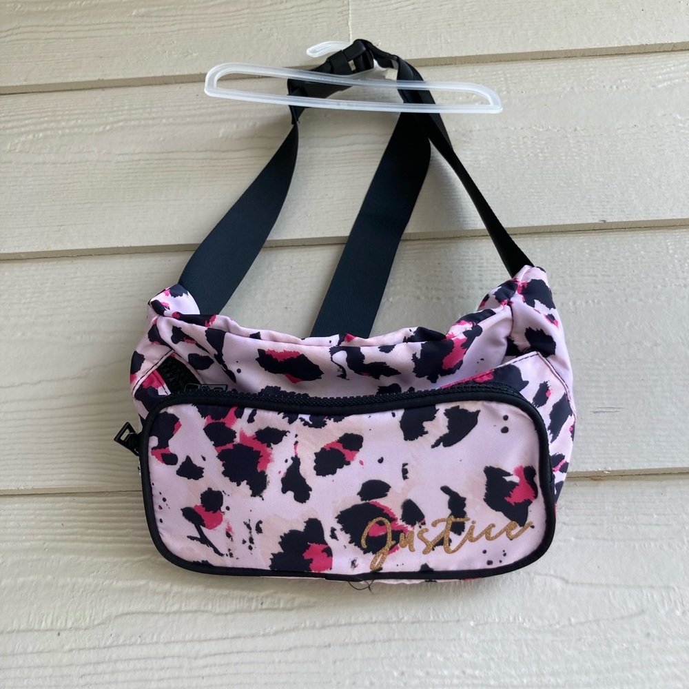 Justice Girls Fanny Pack Pink - Cheetah Print